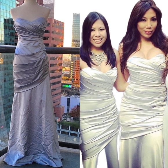 David's Bridal Bridesmaid Charmeuse Draped Strapless Dress - Size 4 Check Photos - Picture 15 of 15